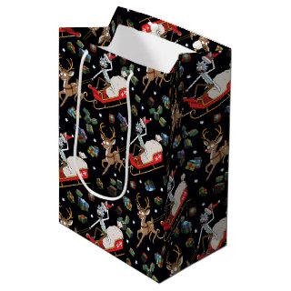 Rick and Morty | Christmas Reindeer Sleigh Pattern Medium Gift Bag