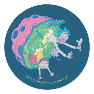 RICK AND MORTY™ | Falling From Infected Portal Classic Round Sticker