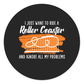 ride a roller coaster classic round sticker
