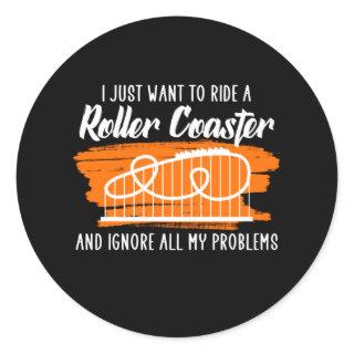 ride a roller coaster classic round sticker