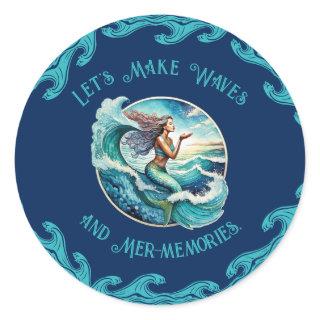 Ride the Waves: Mer-Memories Await! Classic Round Sticker
