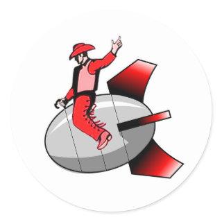 Riding Nuclear Bomb Classic Round Sticker