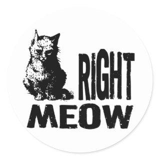 Right MEOW! Funny Evil Kitty Classic Round Sticker