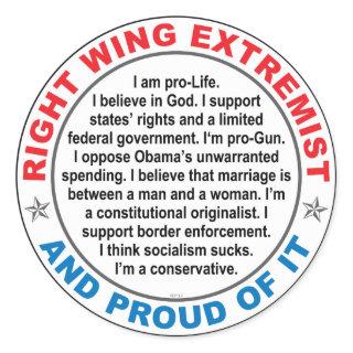 Right Wing Extremist Classic Round Sticker