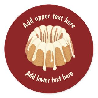 Ring-Shaped Bundt Cake - Gugelhupf with your text  Classic Round Sticker