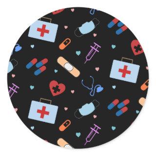 RN Nurse Nursing Student | Doctor Medical Pattern Classic Round Sticker