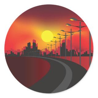 Road At Sunset Stickers