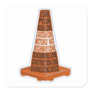 Road Cone Orange Taraffic cone Square Sticker