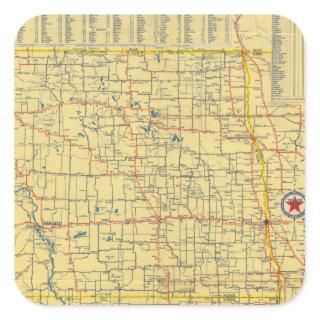Road map N & S Dakota Square Sticker