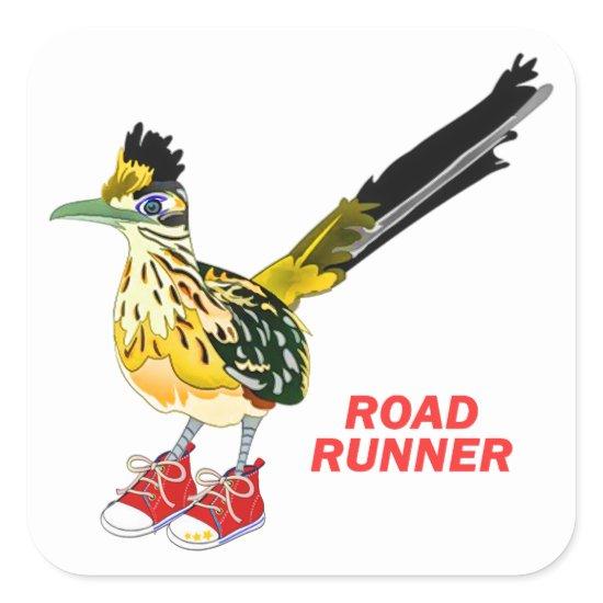 Road Runner in Red Sneakers Square Sticker