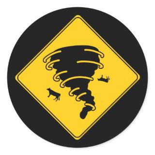 Road Sign- Tornado Classic Round Sticker