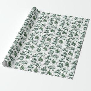 Road trip Christmas holiday toile | green
