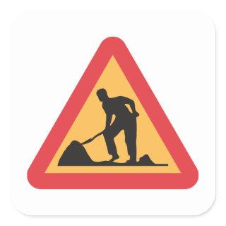 Road Works Sign Square Sticker