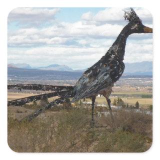 Roadrunner statue square sticker