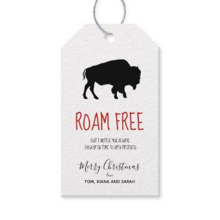 Roam Free Black Buffalo Black & White Plaid ID602 Gift Tags