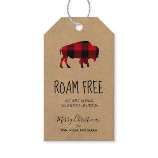 Roam Free Buffalo Black and Red Plaid/Kraft ID602 Gift Tags