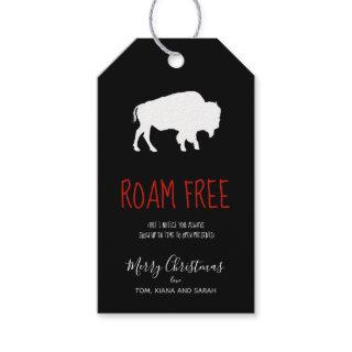 Roam Free White Buffalo Black & White Plaid ID602 Gift Tags