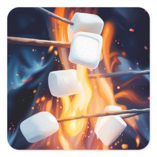 Roasting Marshmallows  Square Sticker