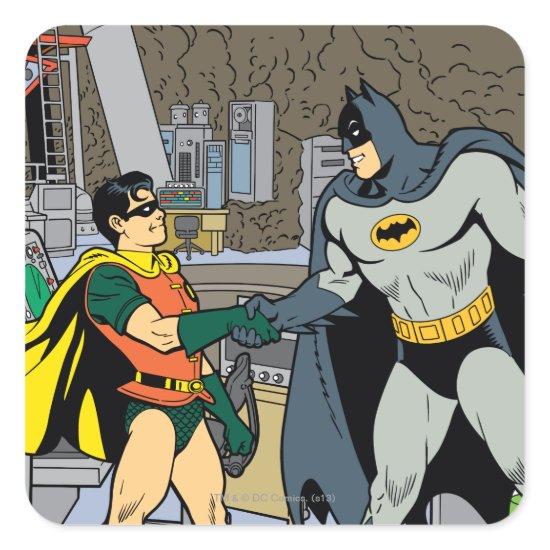 Robin And Batman Handshake Square Sticker