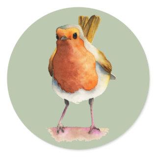 Robin Bird Watercolor Painting Classic Round Sticker