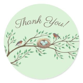 Robin Birds Nest Eggs Spring Baby Shower Classic Round Sticker