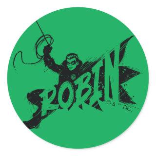 Robin Ink Brush Name Classic Round Sticker