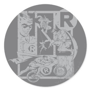 Robin - Picto Grey Classic Round Sticker