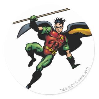 Robin with Staff Classic Round Sticker