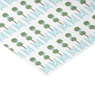 Robin's Egg Blue Topiary Painting  Tissue Paper
