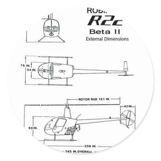 Robinson R-22 Classic Round Sticker