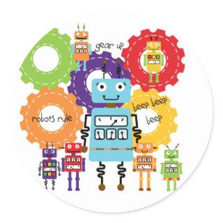 Robots Rule Classic Round Sticker