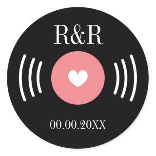 Rock and roll vinyl record wedding favor sticker