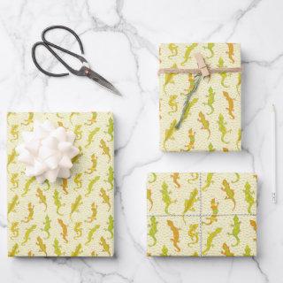 Rock Climbing Geckos on yellow - seamless pattern.  Sheets