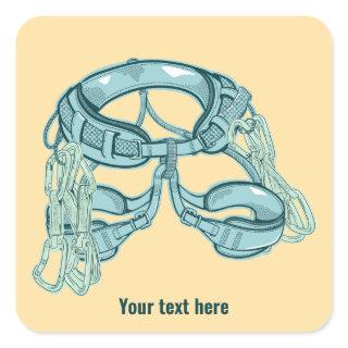 Rock climbing harness with quick draws square sticker