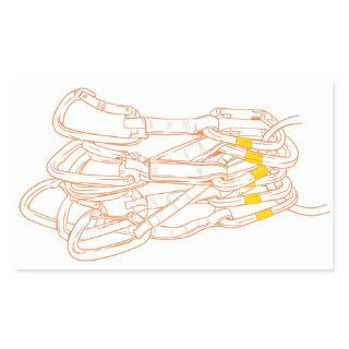 Rock climbing quickdraws line art rectangular sticker