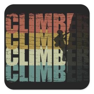 Rock climbing vintage climber square sticker