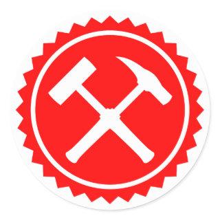 Rock Hammer Badge (Red) Classic Round Sticker