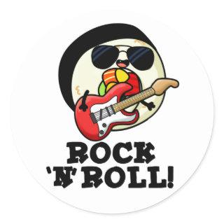 Rock n Roll Funny Sushi Roll Pun  Classic Round Sticker