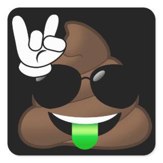 Rock On Emoji Poop Square Sticker