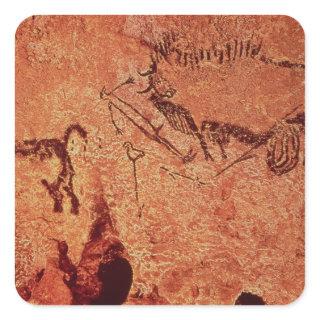 Rock painting of a hunting scene, c.17000 BC Square Sticker