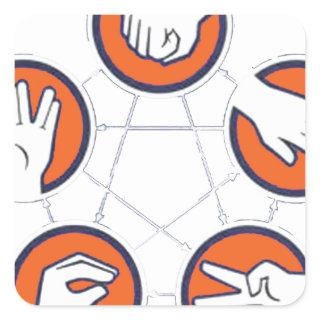 Rock Paper Scissor Lizard Spock Square Sticker