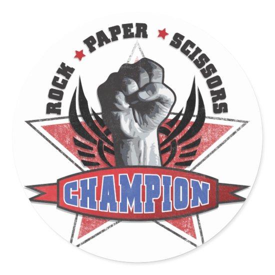 Rock, Paper, Scissors Champion Classic Round Sticker
