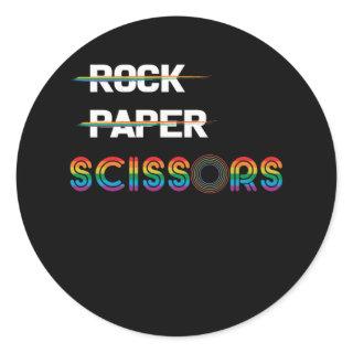 Rock Paper Scissors Lesbian Pride Classic Round Sticker