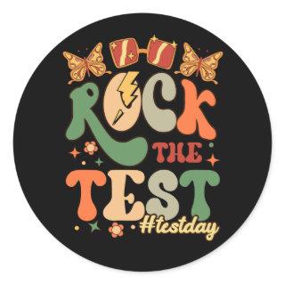 Rock The Test Testing Day Motivational Teacher #Te Classic Round Sticker
