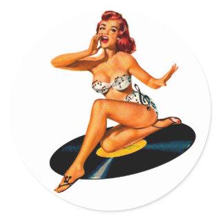 Rockabilly Goddess Classic Round Sticker