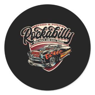 Rockabilly Hotrod Speed Flames - neg Classic Round Sticker