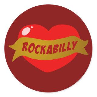 Rockabilly Tattoo Heart Classic Round Sticker
