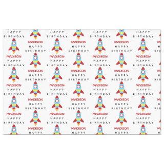 Rocket Spaceship Launching Custom Name Birthday  Tissue Paper