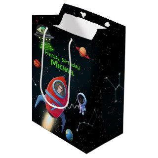Rocket with Photo | Birthday Astronaut UFO Alien Medium Gift Bag