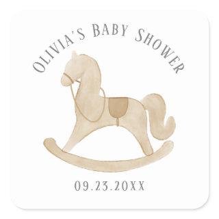 Rocking Horse Baby Shower Square Sticker